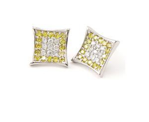 Sterling 925 Silver MICRO PAVE Earrings - Y COLOR 12mm - Silver