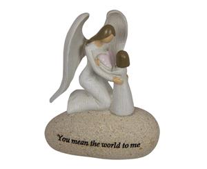 1pce World To Me 11cm Angel on Inspirational Rock Heart Mother Cute Gift