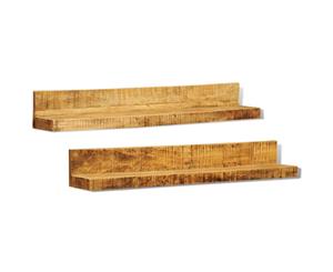 2 pieces Solid Wood Wall Mounted Display Shelf set Wall Shelves Decor