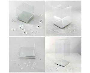 20 CLEAR PVC Boxes with SILVER Base Wedding Party Bomboniere Candy Favor Favour