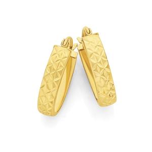 9ct Gold 10mm Oval Hoop Earrings