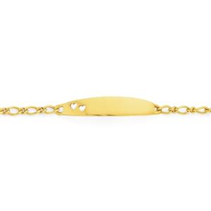 9ct Gold 14cm Figaro Childrens Identity Bracelet