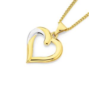 9ct Two Tone Gold Heart Pendant