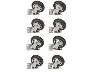 AB Tools 4" / 100mm Swivel Castor Rubber Wheel Trolley Caster Furniture Movers 8 Pack