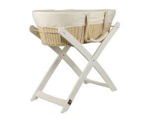 Bebecare Baby Bassinet Moses Basket + Stand White