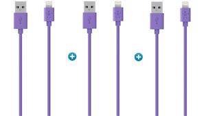 Belkin Mixit Up 3-Pack 1.2m Lightning to USB ChargeSync Cable - Purple