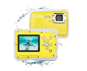 Catzon Kids Waterproof Camera 12MP HD Underwater Camera with 3M Waterproof 2.0 Inch LCD Screen+32G SD Card-Yellow