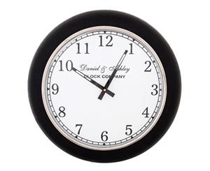 DANIEL & ASHLEY LEATHER COLLECTION Small 41cm Wall Clock - Black Surround