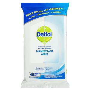 Dettol Surface Cleaner Wipes 45pk Antibacterial Disinfectant