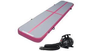 Everfit Inflatable Air Track Mat with Pump 3m x 50cm - Pink/Grey