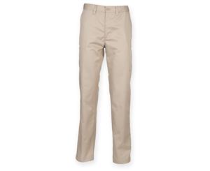 Henbury Mens 65/35 Flat Fronted Chino Trousers (Stone) - RW2700