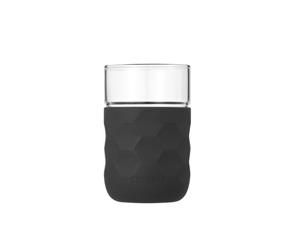 Honeycomb Anti-skid Glass with Silicone Sleeve 250ml in Black