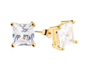 Iced Out Bling Square Zirconia Ear Studs - gold