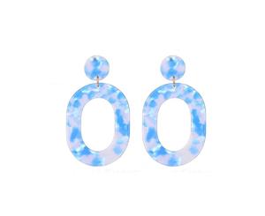 Jewelcity Sunkissed Womens/Ladies Oval Circle Earrings (Blue) - JW948