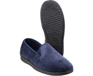 Mirak Mens Richard Elasticated Twin Gusset Textile Lined Slippers - Navy