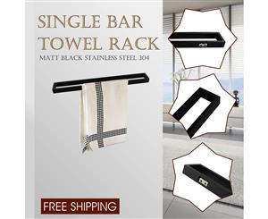 Omar Matte Black Stainless Steel Single Towel Rail Square Rack Bar Holder 600mm