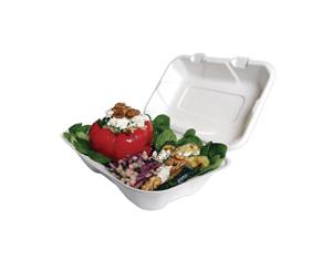 Pack of 200 Vegware Compostable Clamshell Hinged Meal Boxes