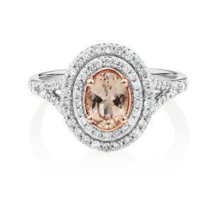 Ring with Morganite & 1/2 Carat TW of Diamonds in 10ct White Gold