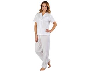 Slenderella PJ3233 Woven White Cotton Pyjama Set