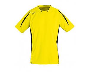 Sols Mens Maracana 2 Short Sleeve Football T-Shirt (Lemon/Black) - PC2810