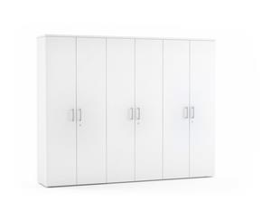 Uniform - 6 Door Large Storage Cupboard with Large Doors [silver handle] - white