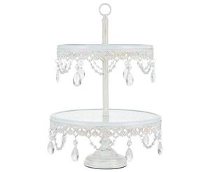 2-Tier Glass Top Cupcake Stand | Whitewashed | Anastasia Collection CS308AWG