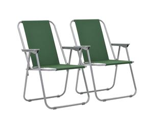 2x Folding Camping Chairs 52x59x80cm Green Portable Outdoor Garden Seat