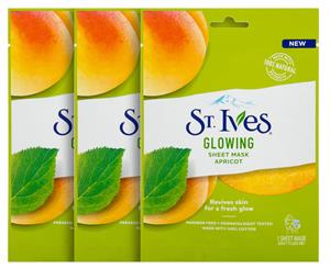 3 x St. Ives Glowing Sheet Mask Apricot