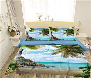 3D Coconut Tree Seagull 168 Bed Pillowcases Quilt
