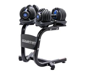 48KG Powertrain Adjustable Dumbbell Set With Stand Blue