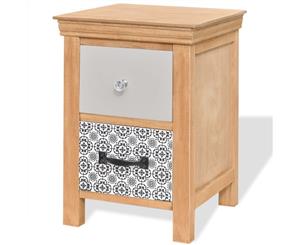 Bedside Table Lamp Cabinet Nightstand Two Storage Drawers 34x34x46cm Solid Wood