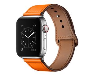 Catzon Watch Band Genuine Leather Loop 42mm 38mm Watchband For iWatch 44mm 40mm For Apple Watch 4/3/2/1 - Orange