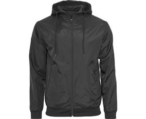Cotton Addict Mens Water Resistant Wind Runner Zip Up Jacket - Black /Black