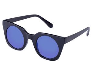 Defy Fashion Angular Cateye Sunglasses - Black/Purple Mirror