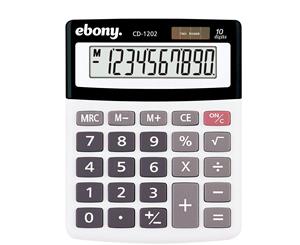 Ebony Desktop 10 Digit Calculator Dual Power Solar & Battery