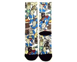 Fallout Vault Boy Collage All Over Print Crew Socks