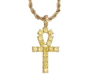 Iced Out Bling Ankh Pendant - Zirconia Cross gold - Gold