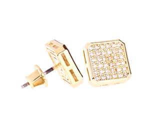 Iced Out Bling Micro Pave Earrings - SLICED 10mm gold - Gold