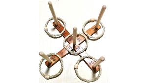 Jenjo Outdoor Wooden Rope Ring Toss Quoits Game