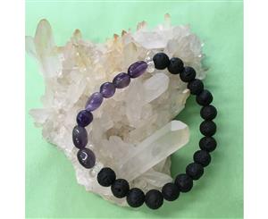 Kids Little Tumbled Amethyst Clear Crystal Quartz and Lava Stone Aromatherapy Diffuser Bracelet
