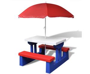 Kids Picnic Table with Umbrella Parasol Outdoor Garden Furniture Set
