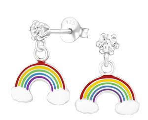 Kids Silver Rainbow Stud earrings made with Swarovski Crystals