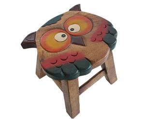 Kids Wooden Stool Owl MANGO TREES Children Chair Toldder Step Stool