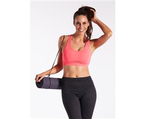 LaSculpte Women's Fintess Athletic Workout Running Training Padded High Impact Wide Strap Sports Bra - Coral