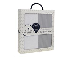Living Textiles Jersey Change Pad Cover Grey Stripe/Towelling