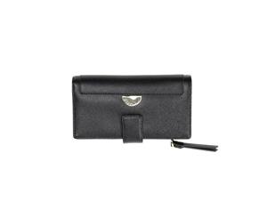 Mocha Premium Long Leather Wallet - Black