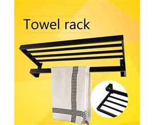 Omar Matte Black Double Towel Holder Rack Rail With Bar Stainless Steel 600mm