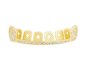 One size fits all Top Grillz - VAMPIRE Bling Zirconia Bar - Gold