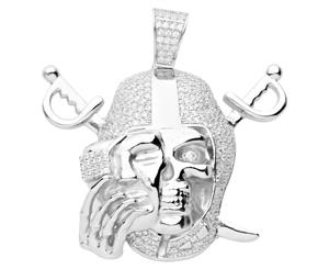 Premium Bling - 925 Sterling Silver Pirate Pendant - Silver