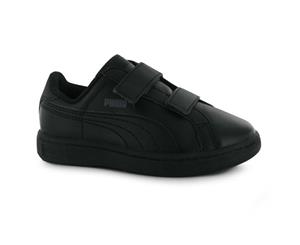 Puma Kids Boys Smash Trn Childrens Shoes Leather Sport Side Logo Shoes Trainers - Black/Grey